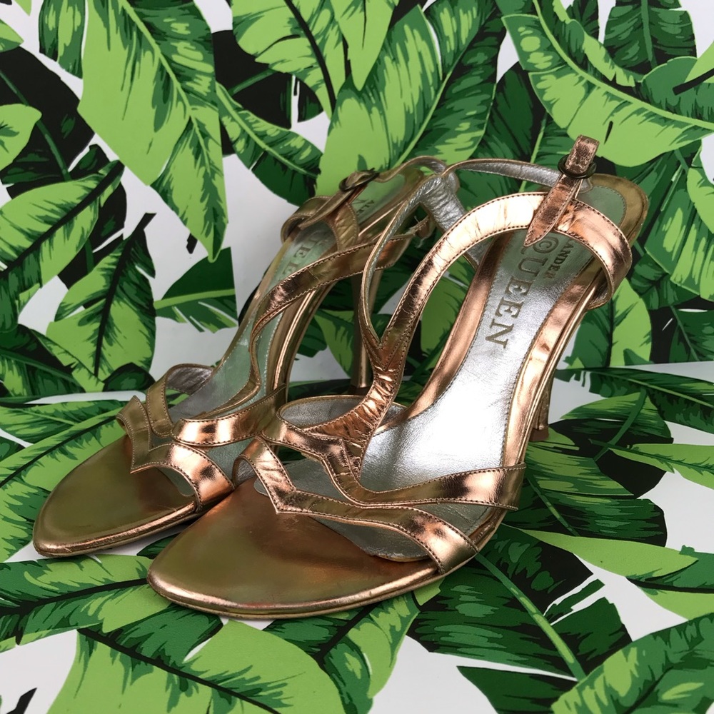 Alexander McQueen Rose Gold Strappy Sandals